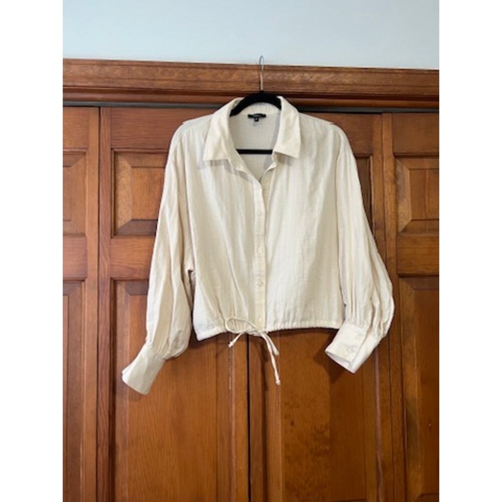 Drew Women's Cropped Drawstring Hem Button Up Shi… - image 2